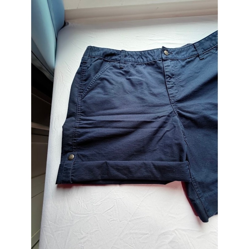 Carhartt Navy Blue Canvas Utility Shorts Women Size 16 Hammer Loop Workwear